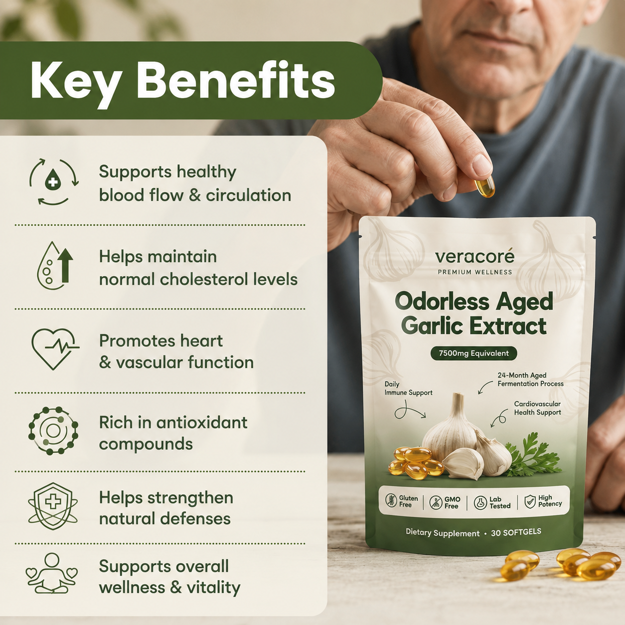Odorless Aged Garlic Extract 7500mg Equivalent